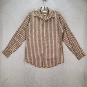 Vintage Arrow Bradstreet Brown Pin Striped Textured Point Collar Button Up Shirt